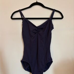 Navy Pinched Deep Back Leotard